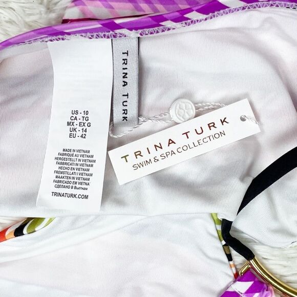 Trina Turk Prismatic Multicolored Side String Hipster Bikini Bottoms Size 10 - Picture 6 of 6
